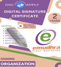 eMudhra Class 3 Organization Signing DSC for 2 Years Without Token