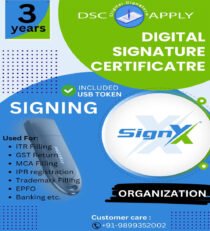 SignX Class 3 Organization Signing DSC for 3 Years With Token