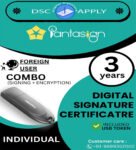 Pantasign Class 3 Individual Foreign Combo DSC Signing And Encryption For 3 Years With Token