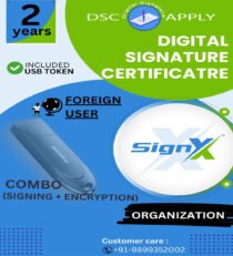SignX Class 3 Organization Foreign Combo DSC Signing And Encryption For 2 Years With Token
