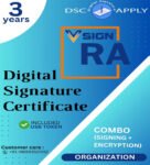 Vsign Class 3 Combo DSC Organization Signing and Encryption for 3 Years with Token