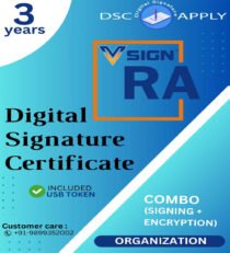 Vsign Class 3 Combo DSC Organization Signing and Encryption for 3 Years with Token