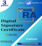 Vsign Class 3 Organization Signing DSC for 3 Years with Token
